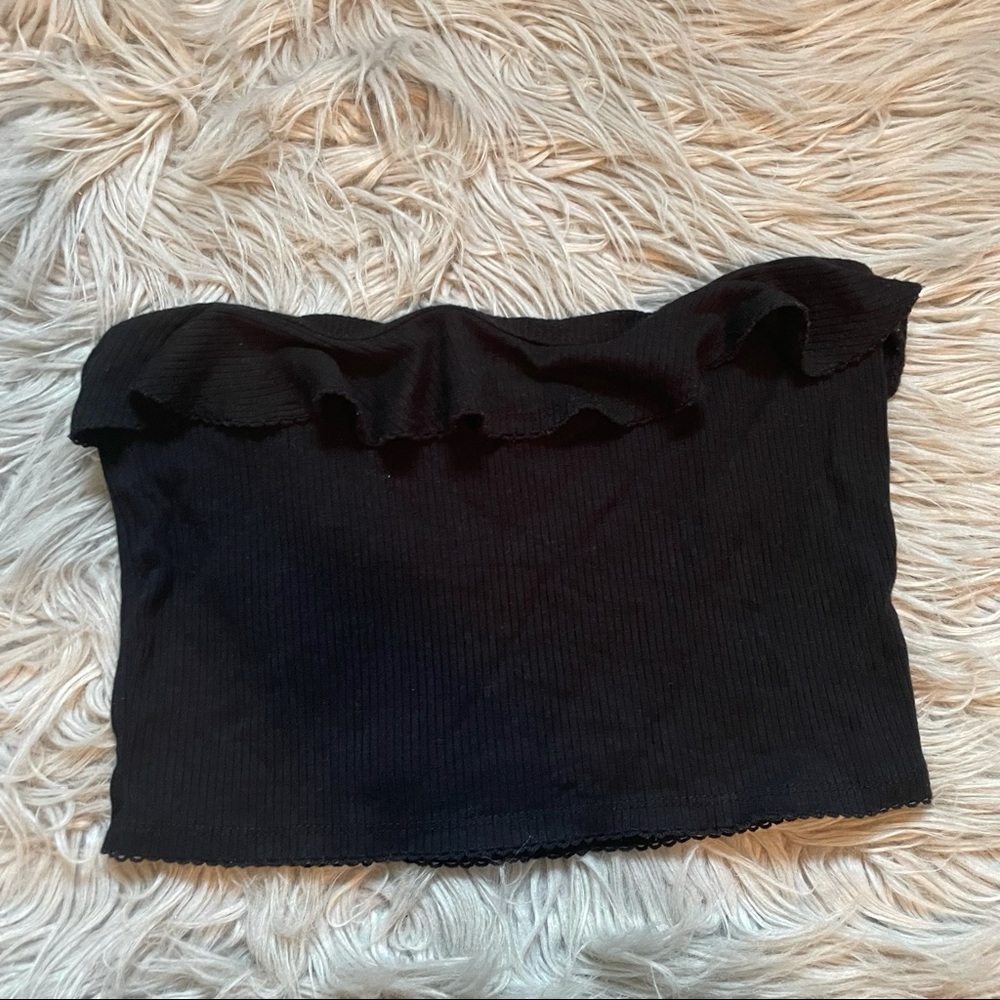 Black Ruffle Tube Top